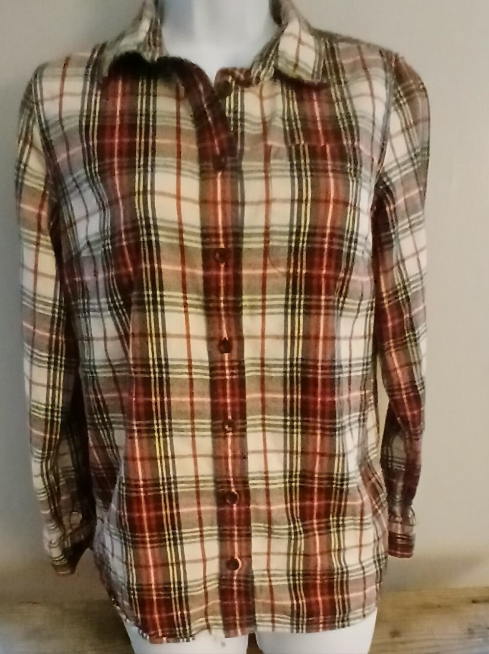 L.L. Bean Women's Slightly Fitted Plaid Button-Down Shirt, Size S.